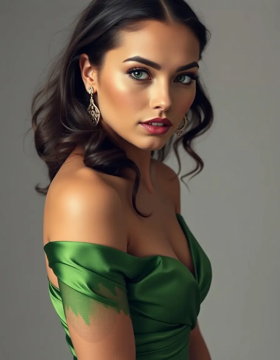 Vestido de coctel de satén verde esmeralda