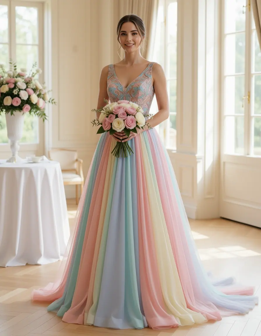 Midi Invitada Dress en tono pastel elegante