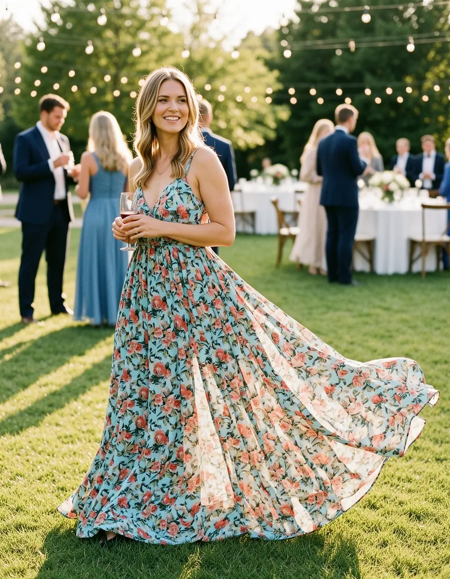 Maxi Floral Invitada vestido largo vaporoso