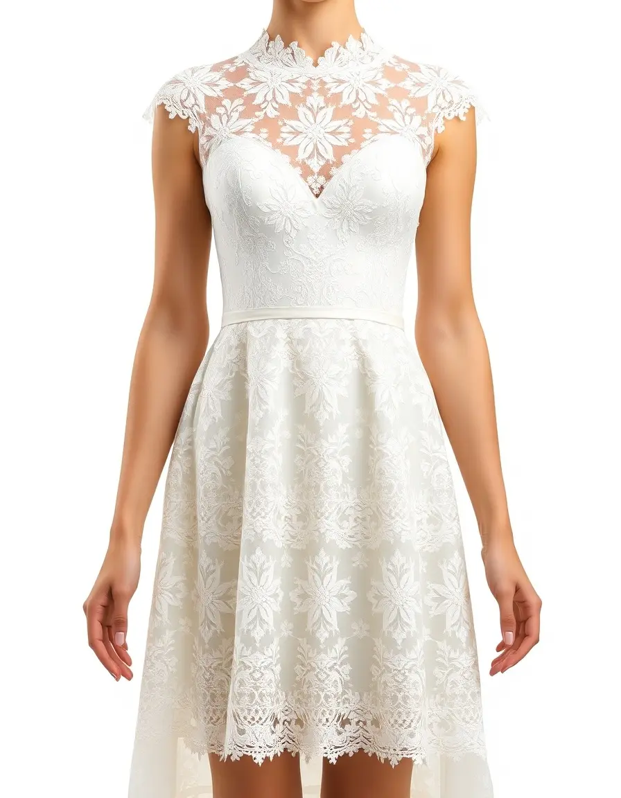 Bridal Lace Dress ivory front view