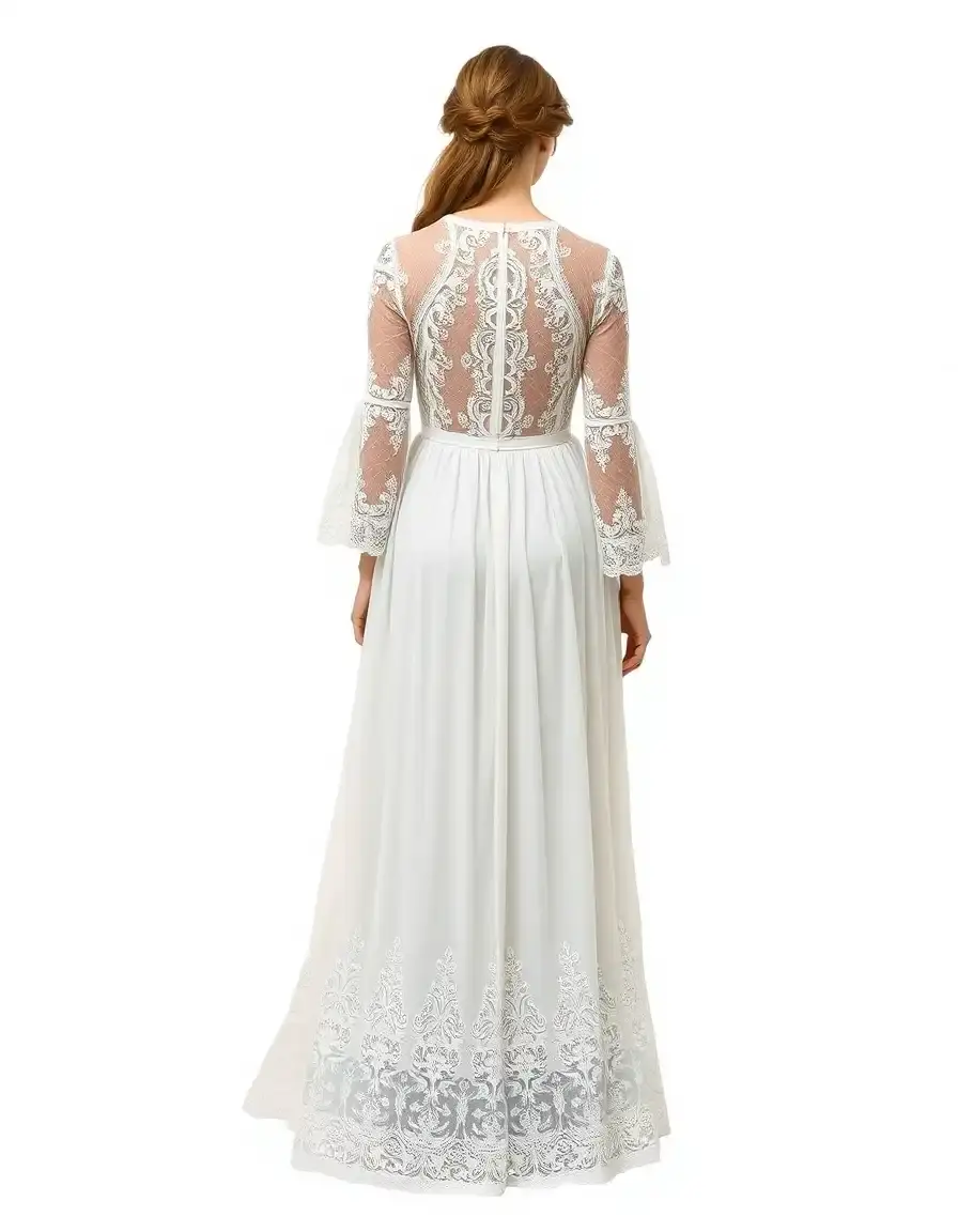Boho novia dress lace back view