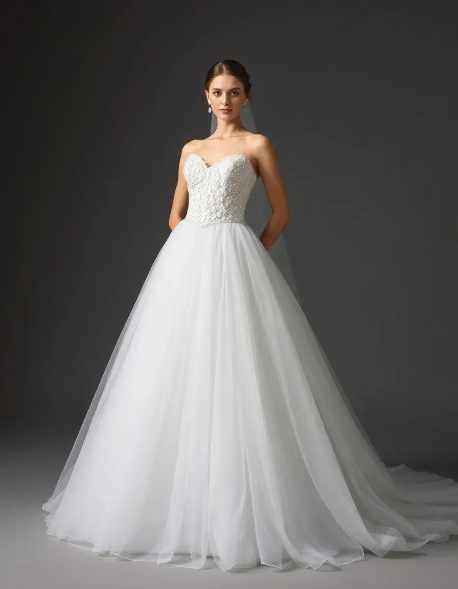 Princess bridal gown tulle front pose
