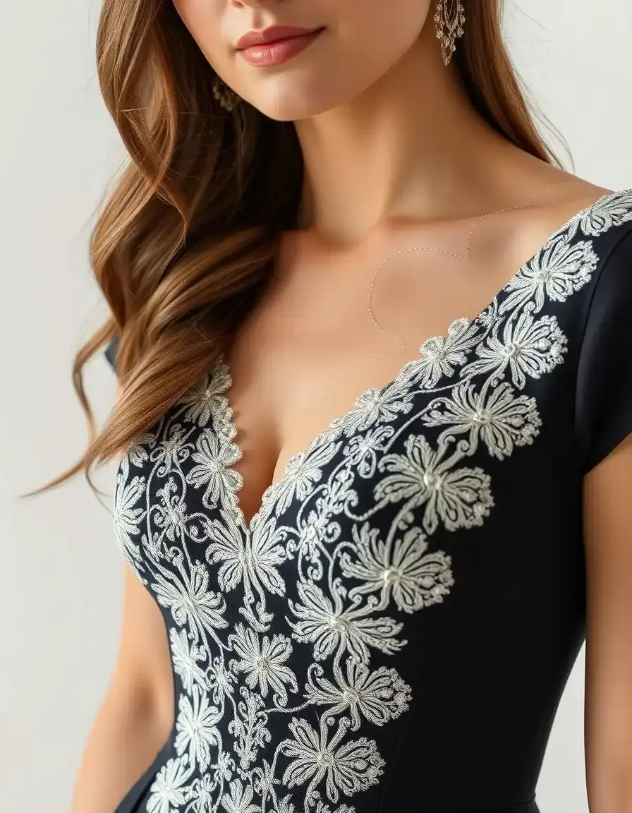 A-line novia dress elegant close-up