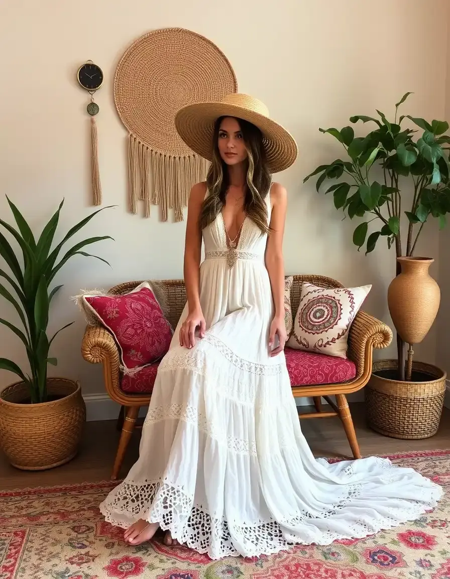 Vestido elegante mujer boho chic único