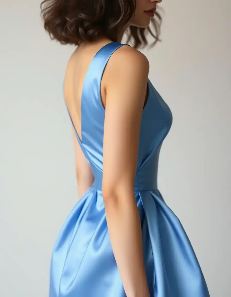 Vestido de satén azul elegante para año nuevo