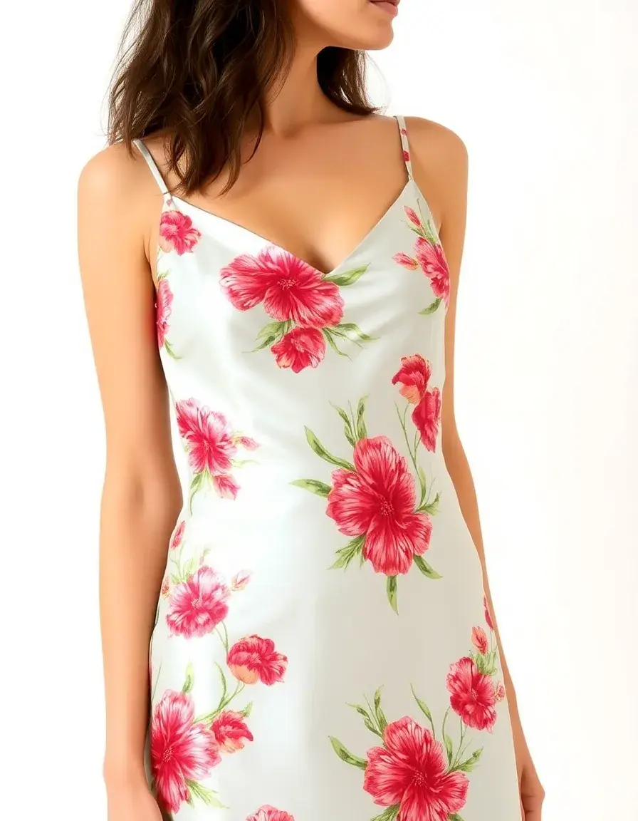 Vestido flores satinado tipo slip dress minimalista