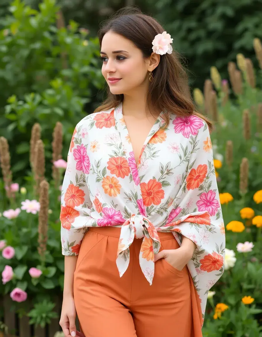 Vestido flores cruzado wrap dress versátil