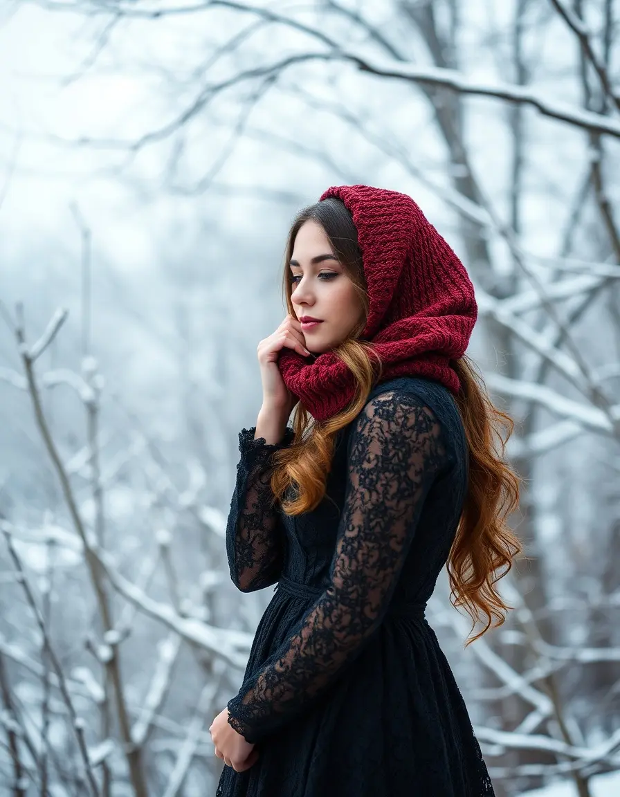 Vestido invierno mujer con encaje y capas