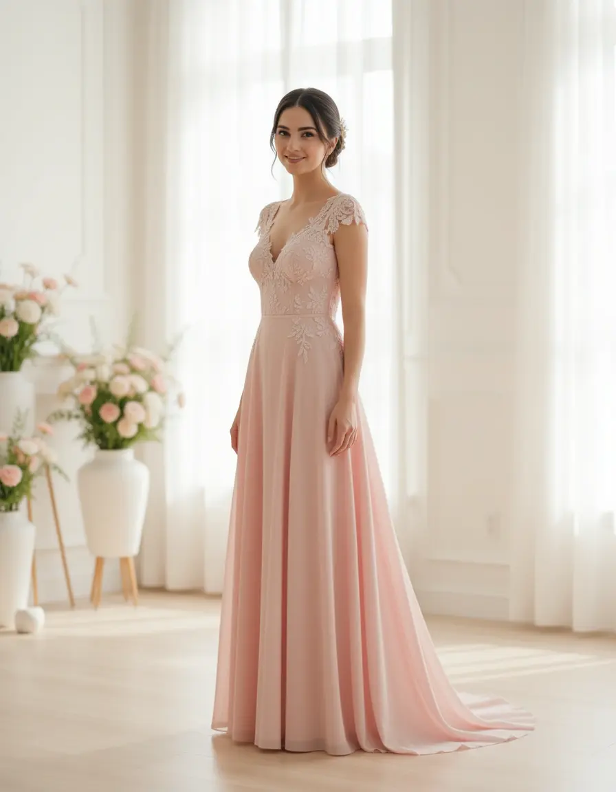 Pastel Midi Bautizo Dress - Elegante y suave