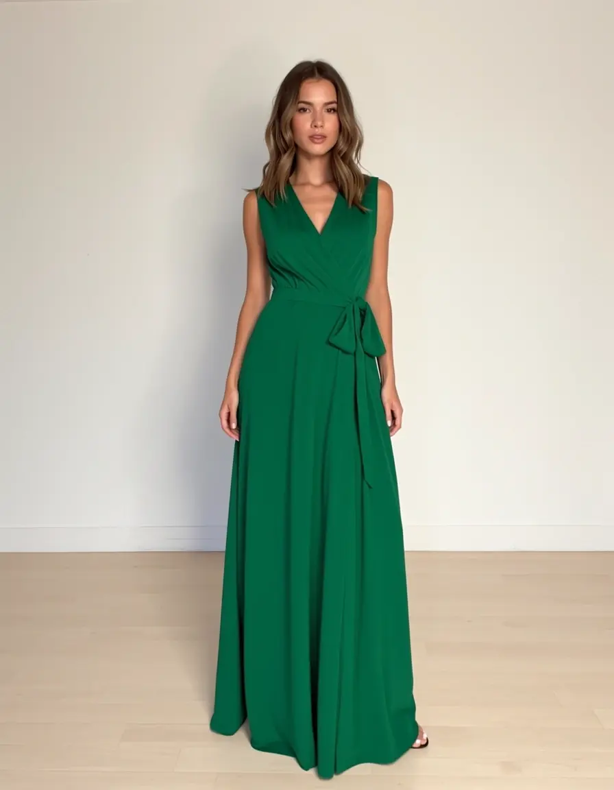 Midi Wrap Dress green model