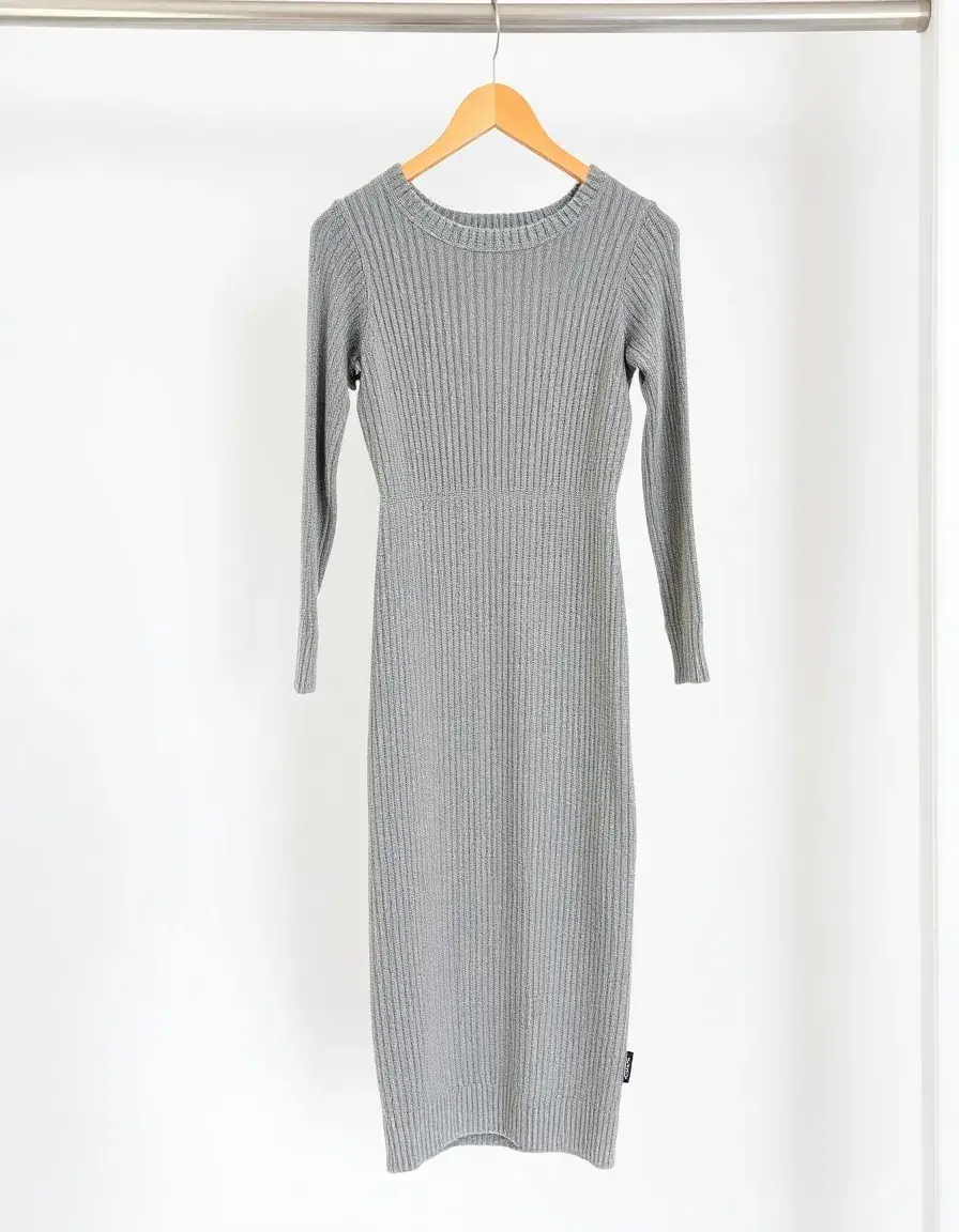 Midi Knit Dress gray