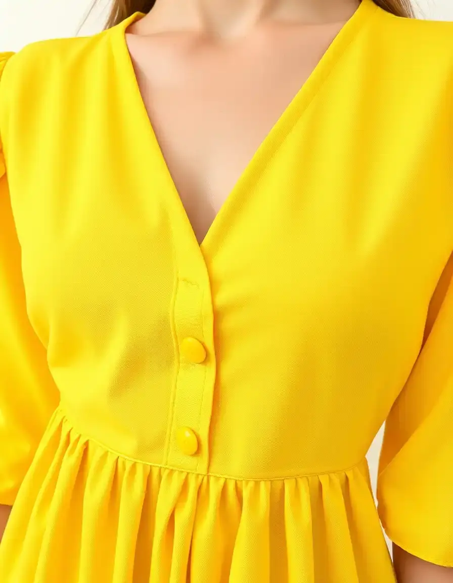 Midi A-Line Dress yellow detail