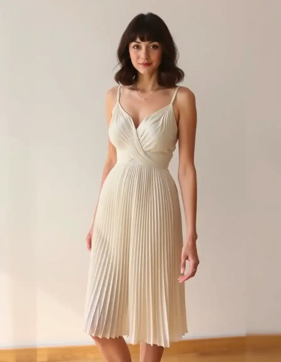 Vestido plisado femenino para madre