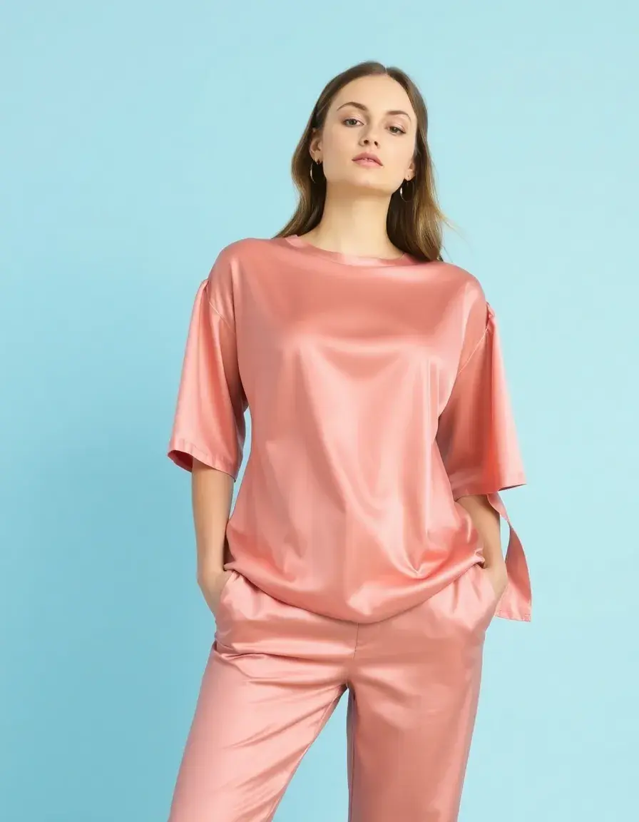 Vestido mangas largas corto de satén elegante