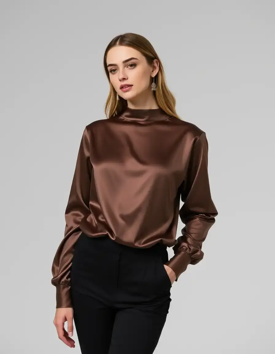 Vestido de Satén Manga Larga suave