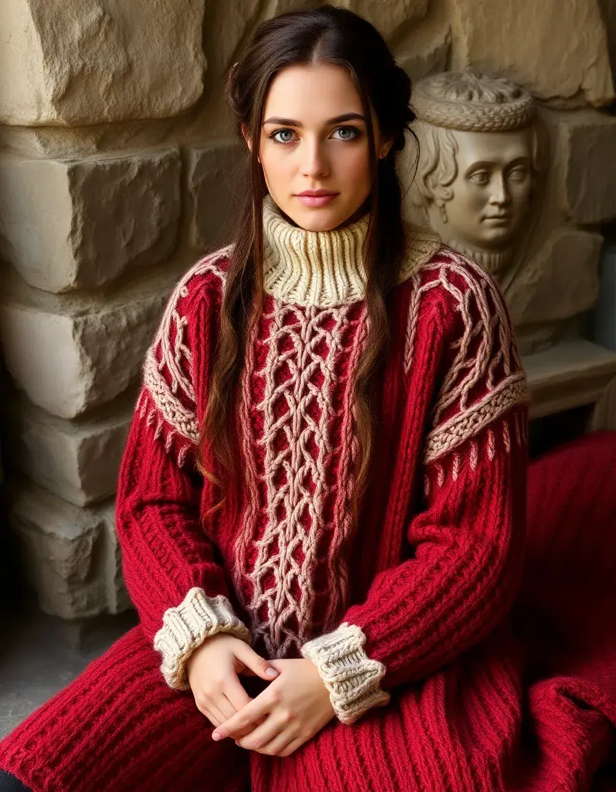 Vestido medieval de punto cálido para invierno