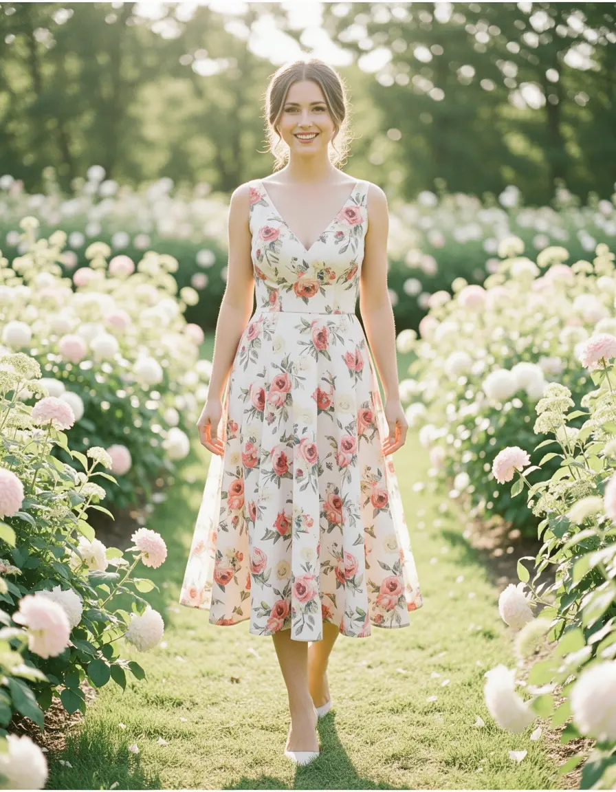 Vestido Midi Floral Invitada Boda
