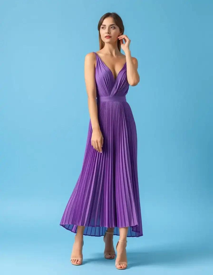 Vestido midi plisado invitada boda