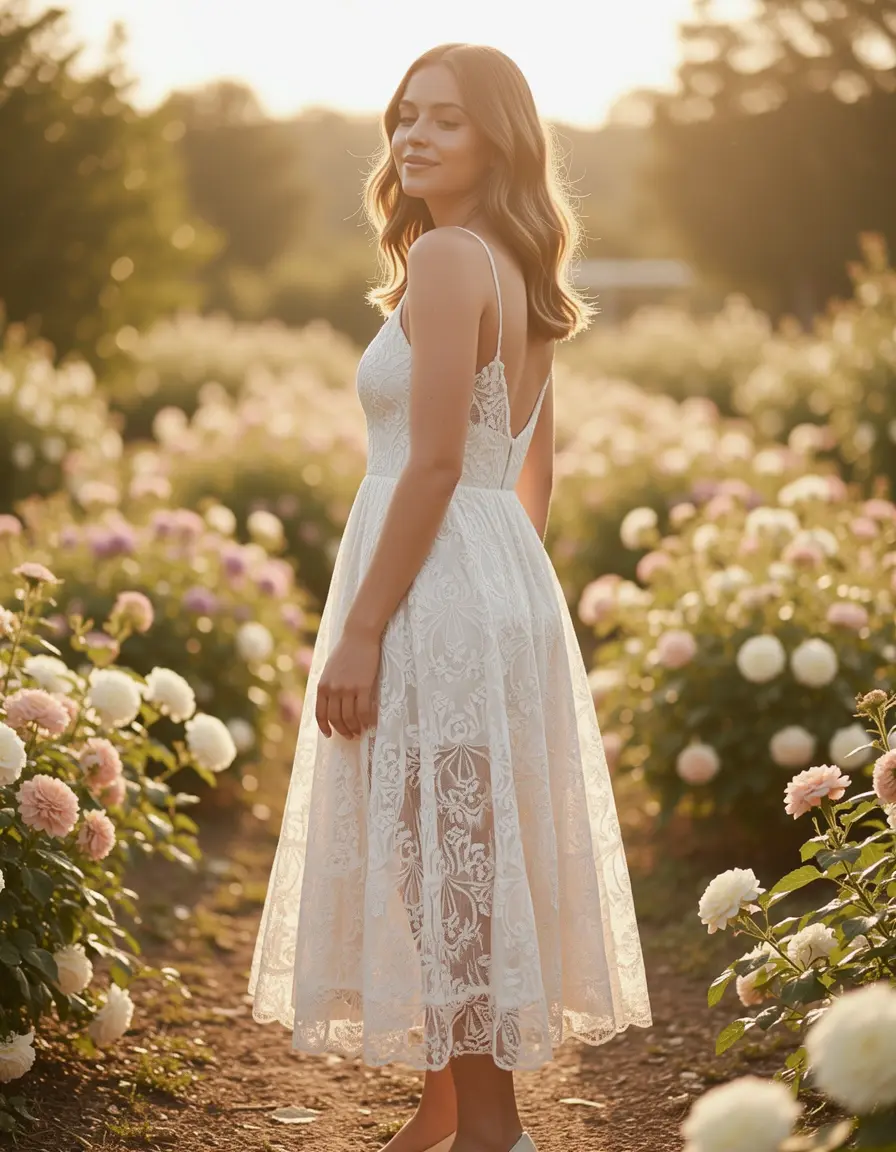 Lace midi woman elegante y romántico