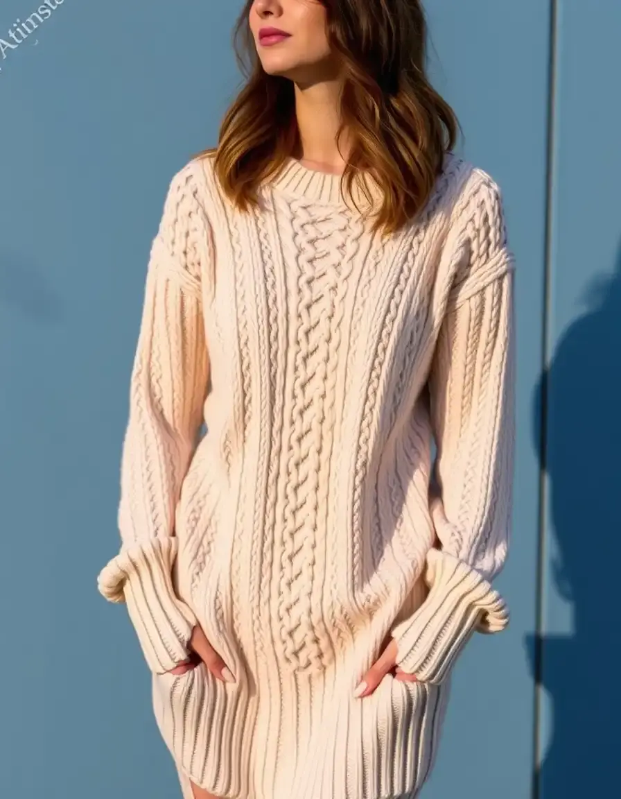 Knit midi mujer vestido punto cálido