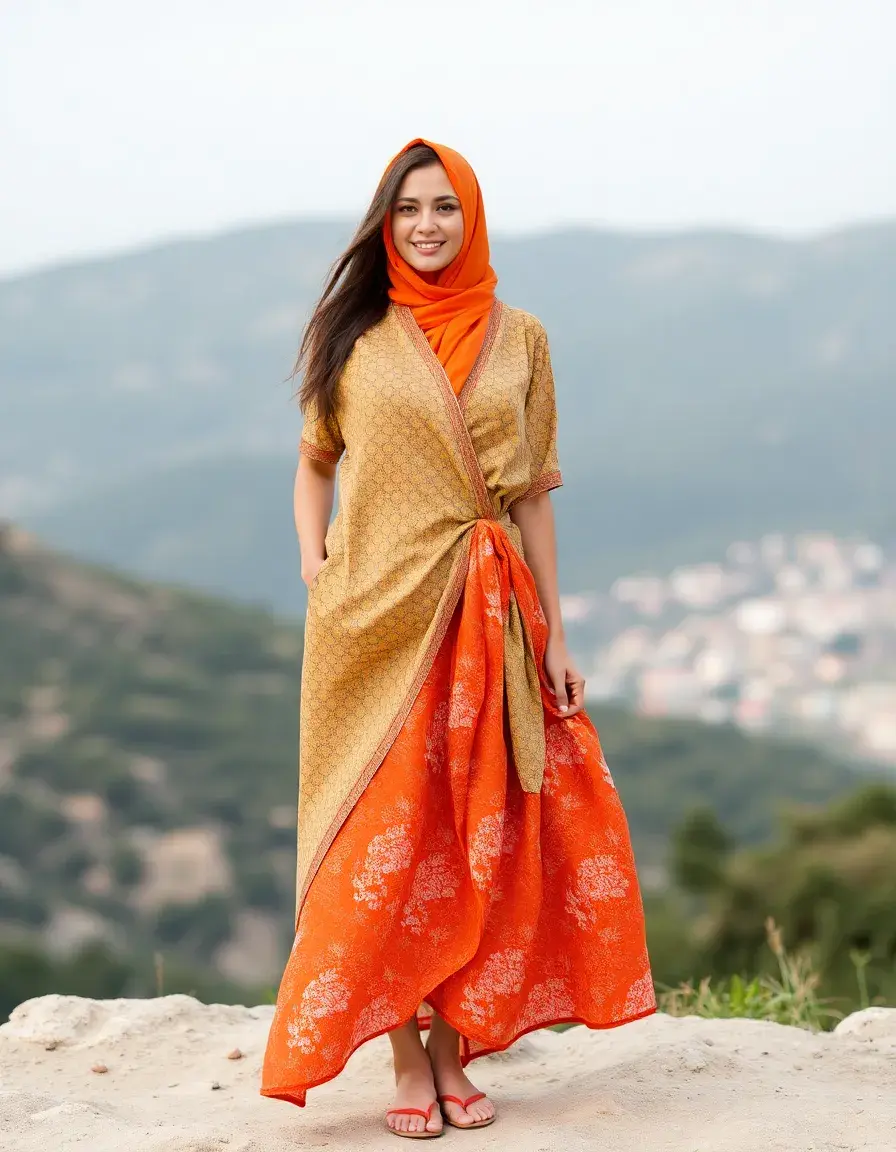 Vestido naranja cruzado estilo wrap muy versátil
