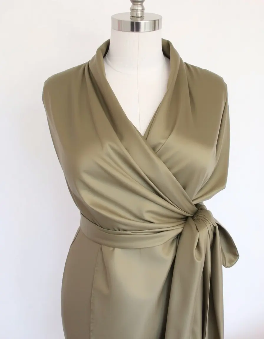 Vestido satinado tipo wrap ajustable
