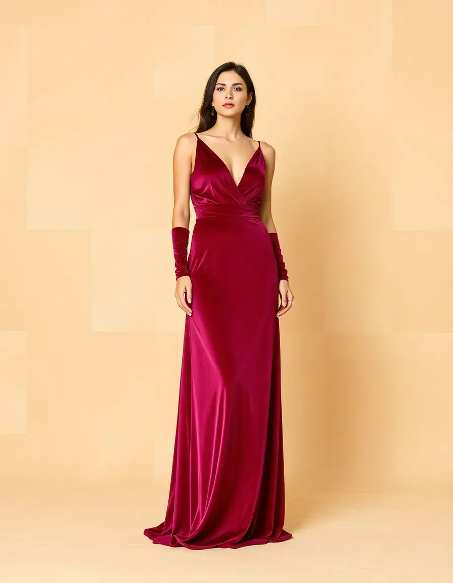 Vestido terciopelo maxi largo elegante