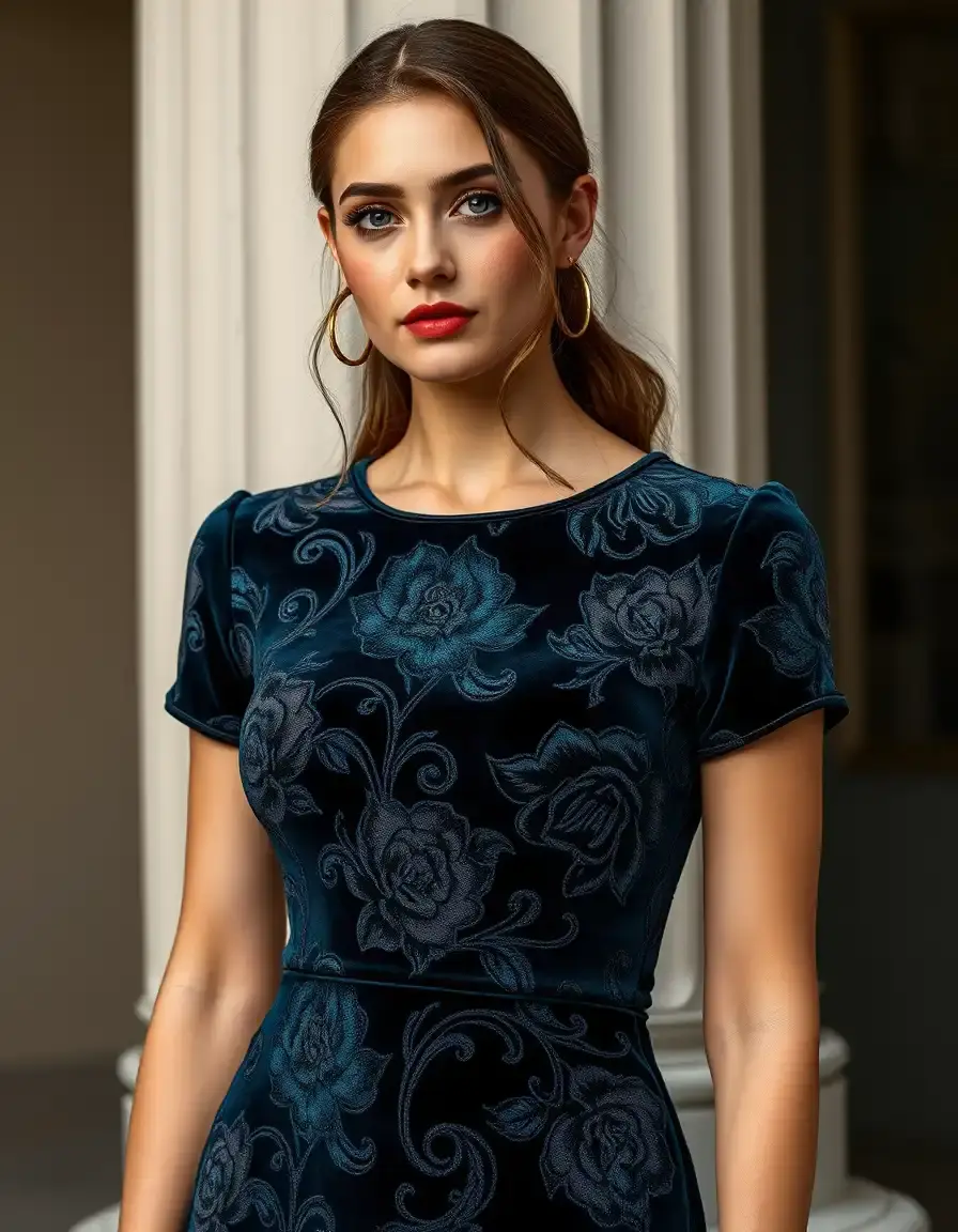 Vestido terciopelo con grabado floral