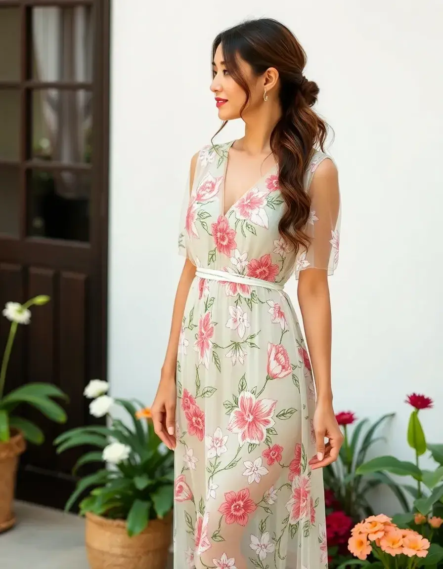 Vestido Floral Transparente