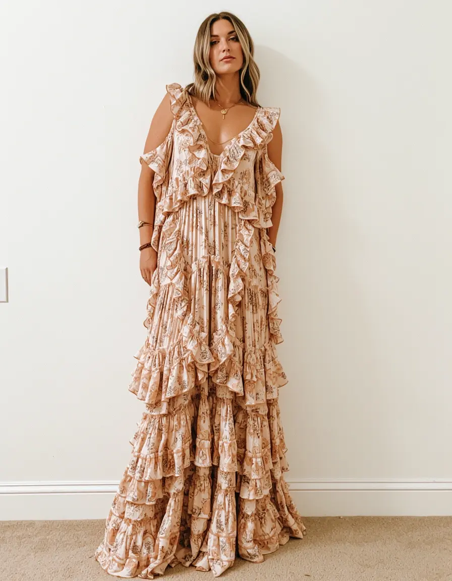 Vestido volantes maxi estilo boho