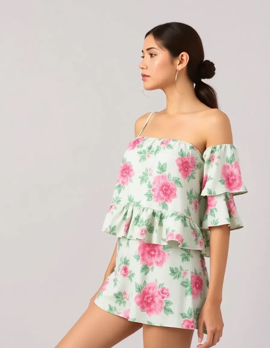 Vestido volantes estampado floral