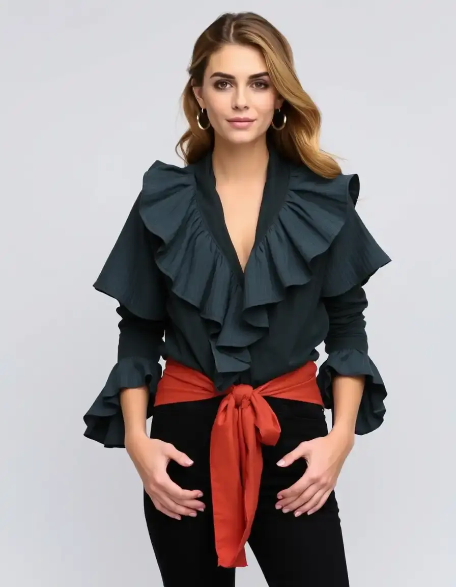 Vestido volantes estilo wrap cruzado