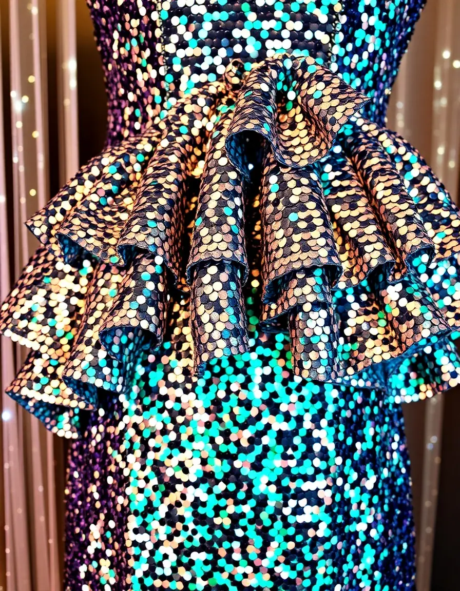 Vestido volantes con lentejuelas para fiesta