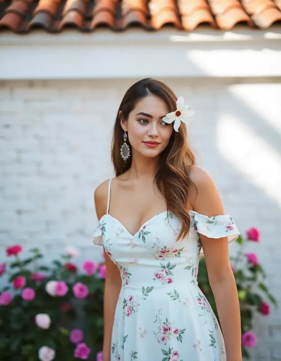 Vestido Blanco Floral Casual