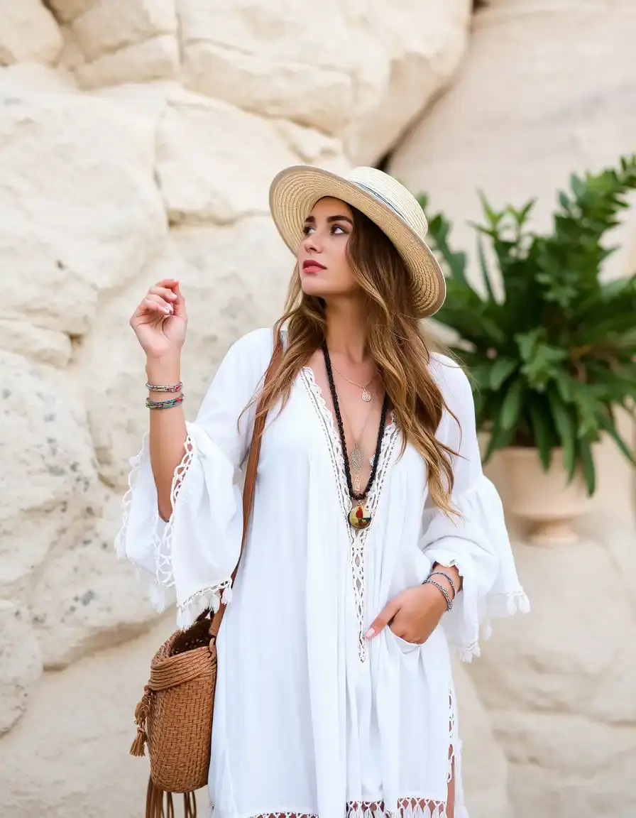 Vestido Blanco Estilo Boho Largo