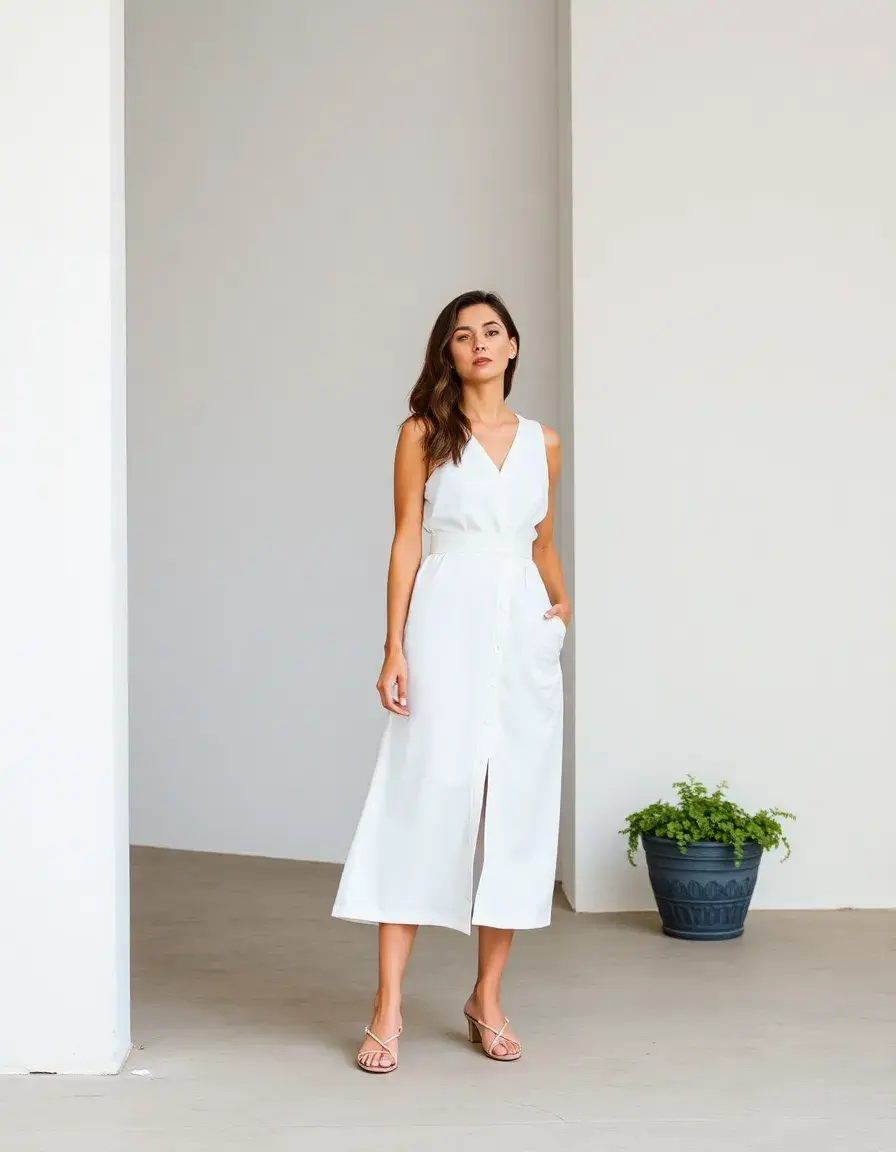 Simple White Civil Gown minimalista