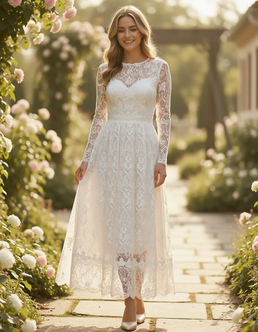 Lace Civil Midi de encaje romántico