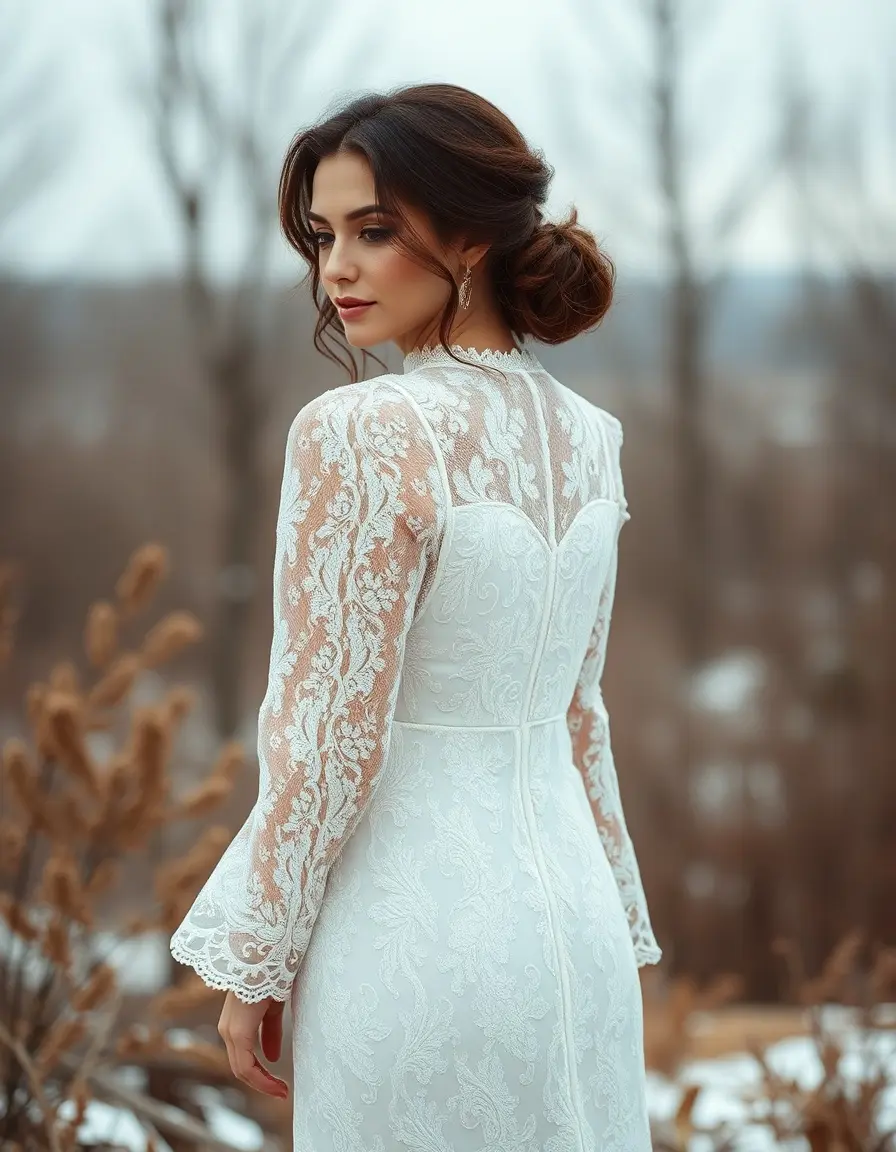 Vestido midi de encaje para boda de invierno