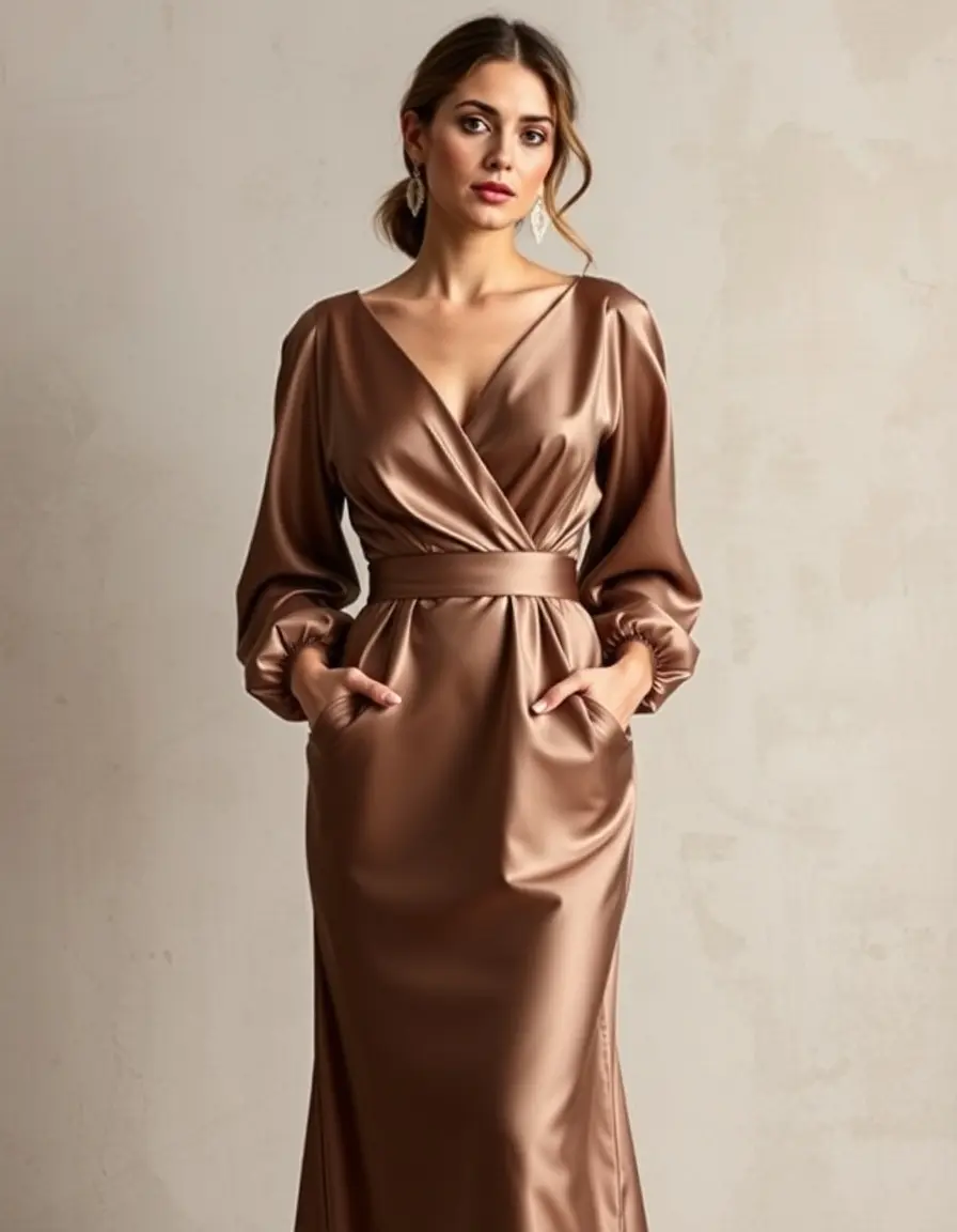 Vestido de satén elegante para evento de invierno