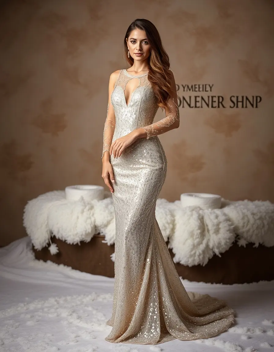 Vestido de lentejuelas brillante para fiesta de invierno