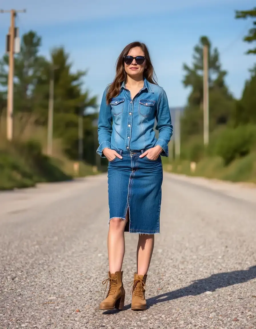 Vestido denim casual resistente y moderno
