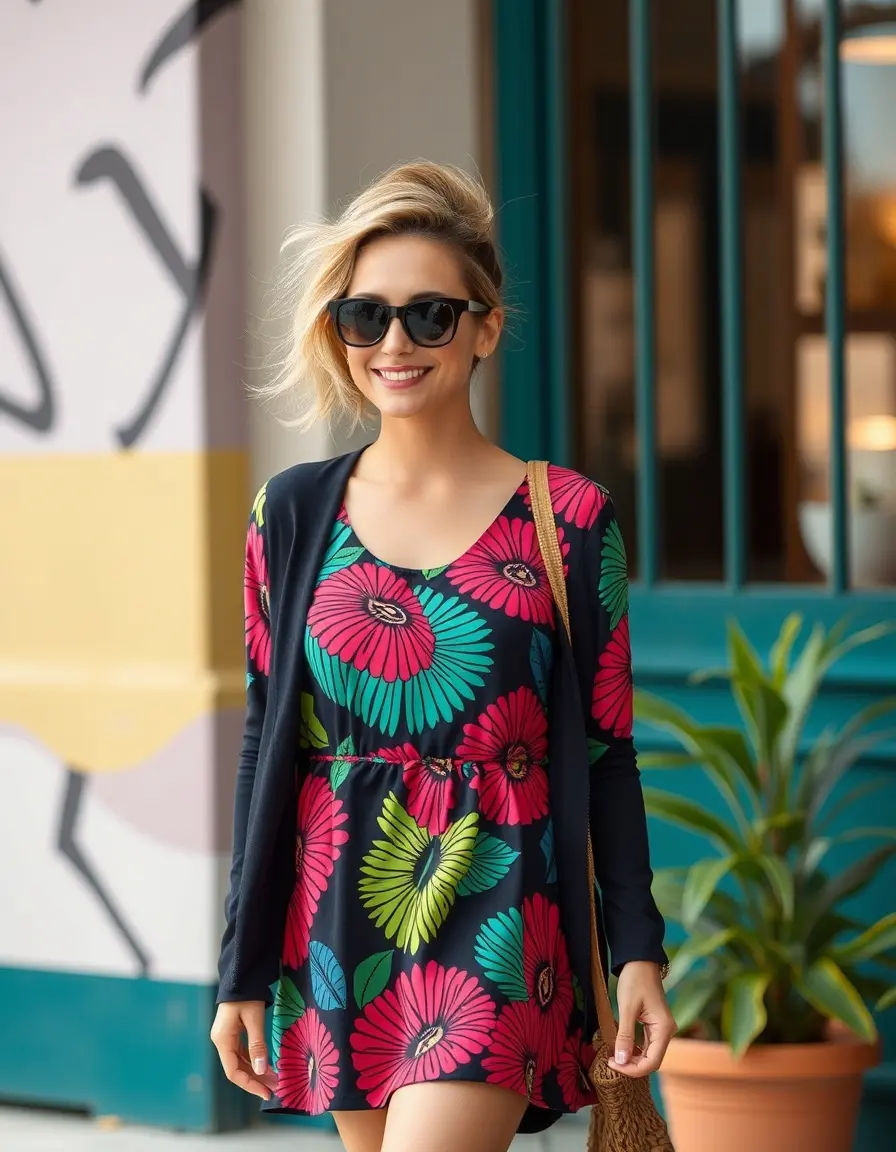 Vestido casual con estampado divertido y vibrante