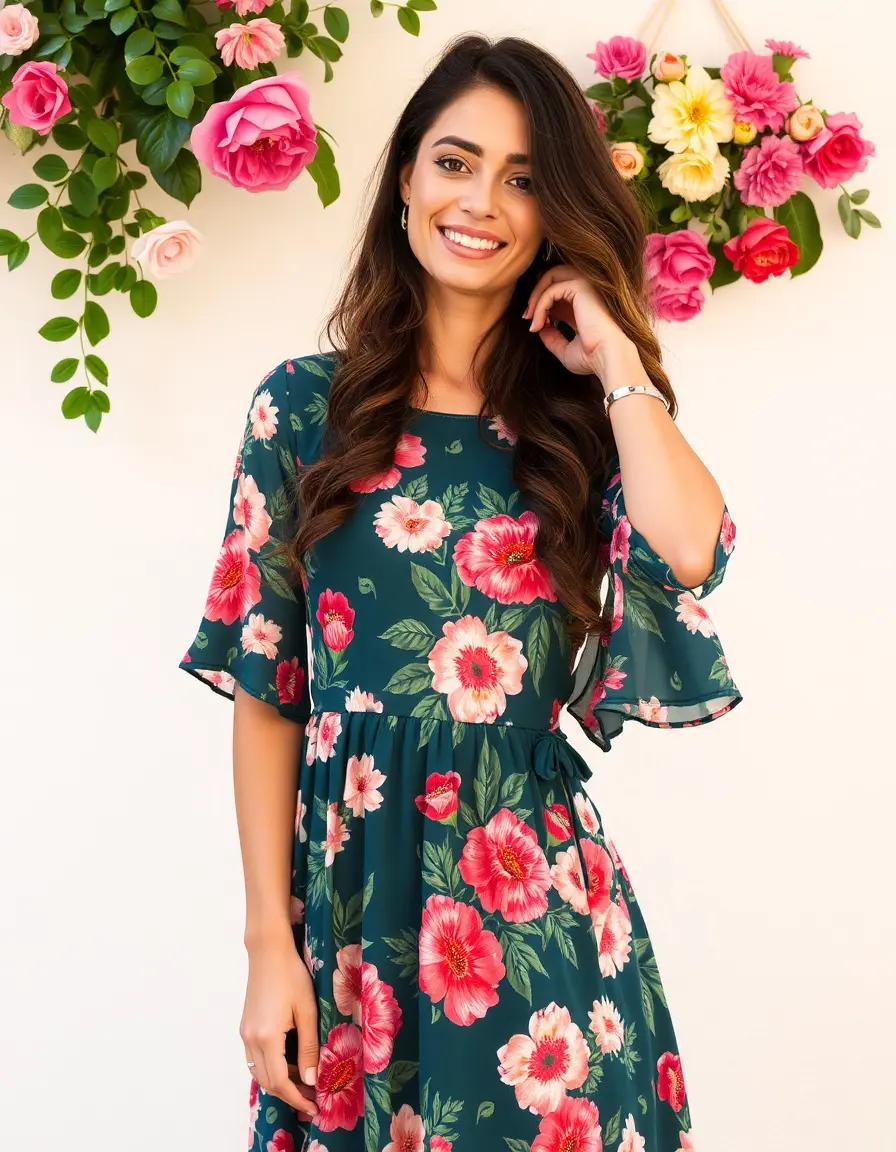 Vestido de coctel estampado floral