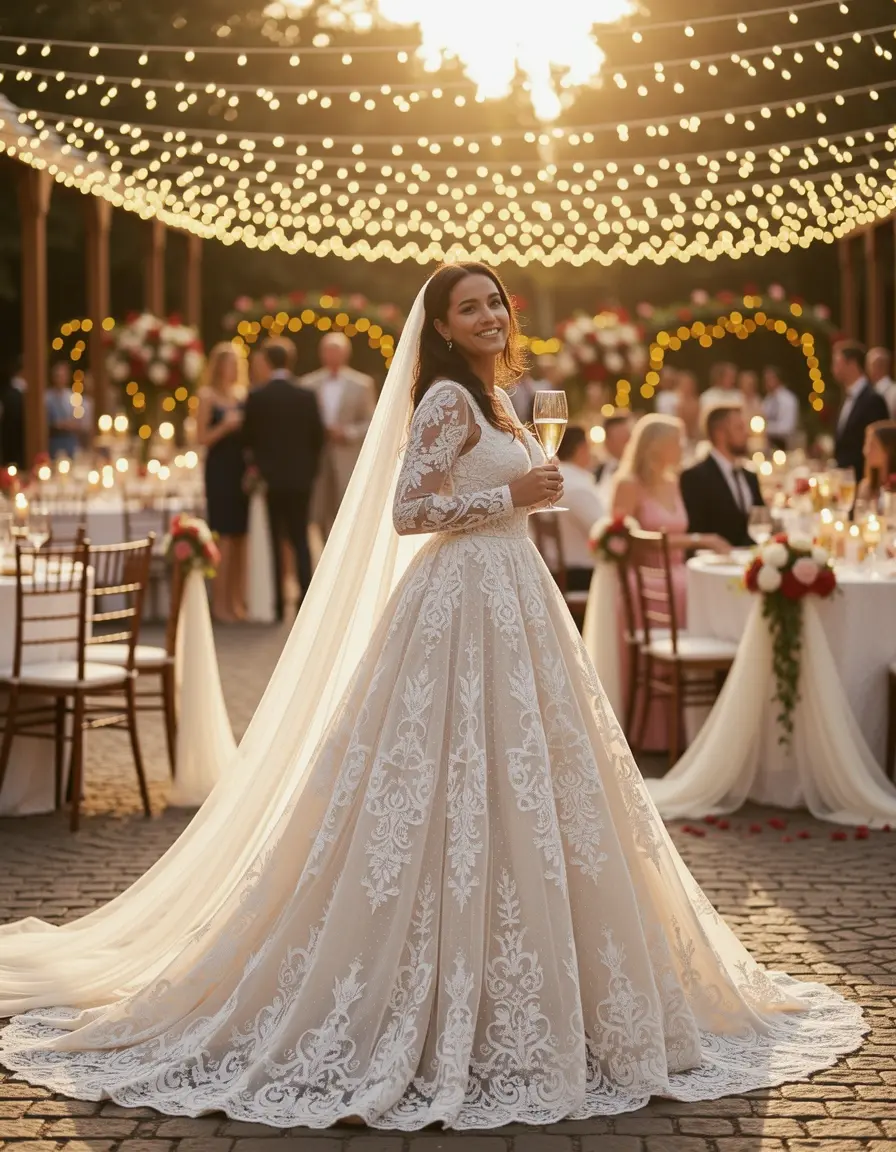 Vestido largo de encaje elegante