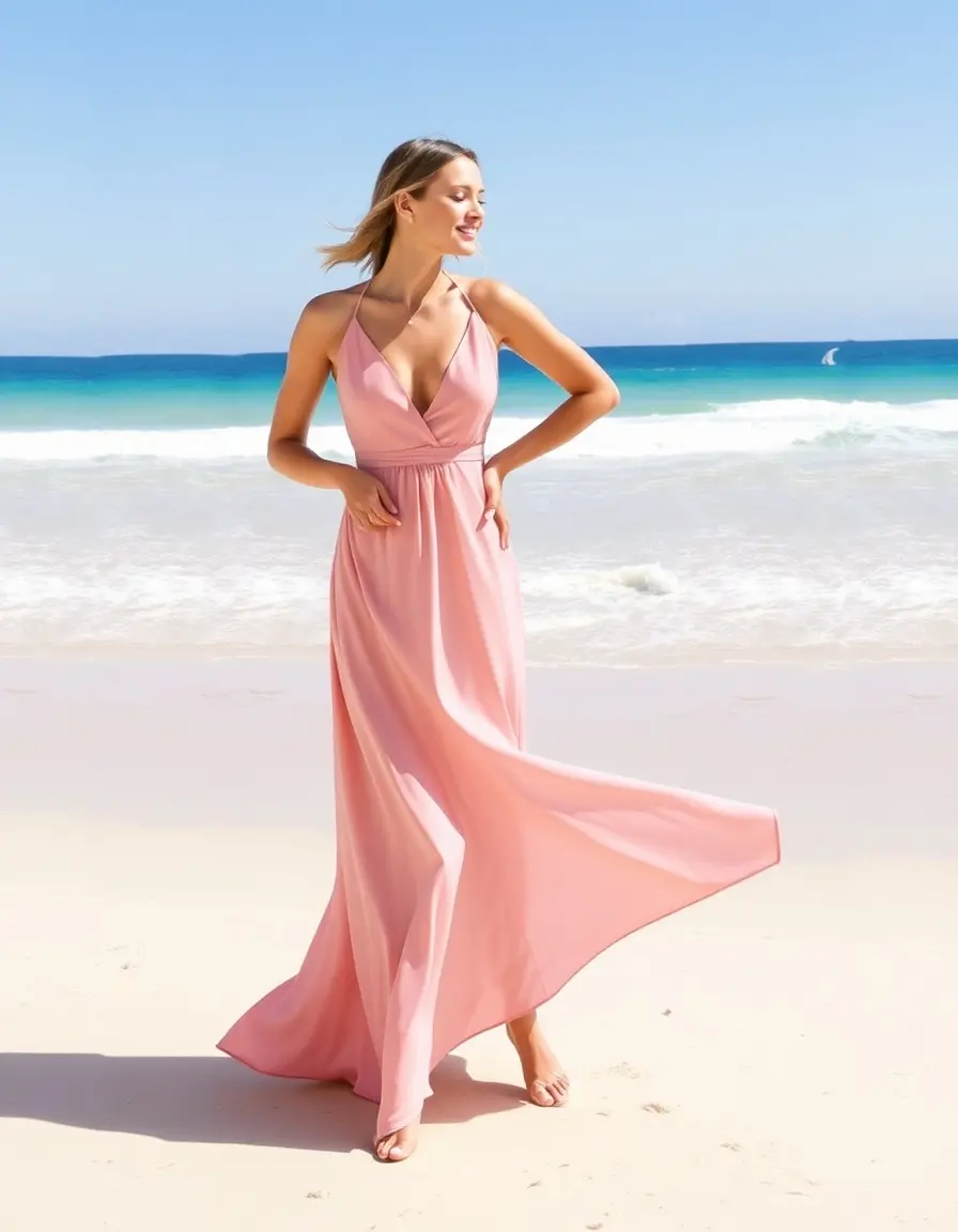 Vestido largo de satén glamuroso