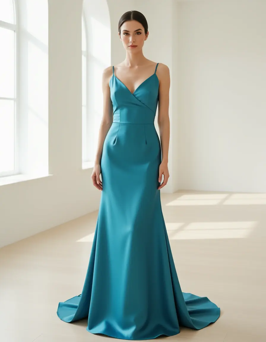 Vestido de novia de satén estilo minimalista