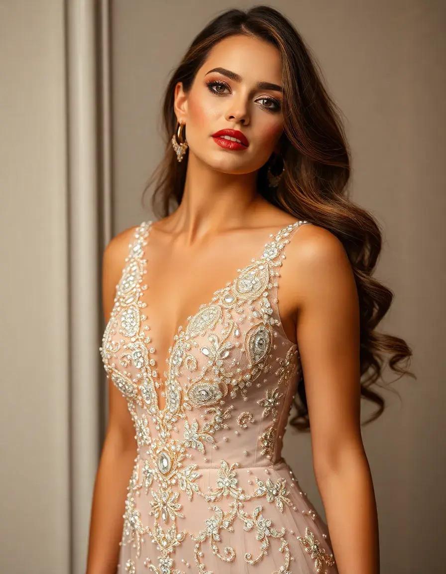 Vestido de novia con pedrería y brillo