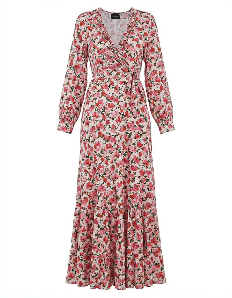 Vestido largo maxi con estampado floral vista frontal