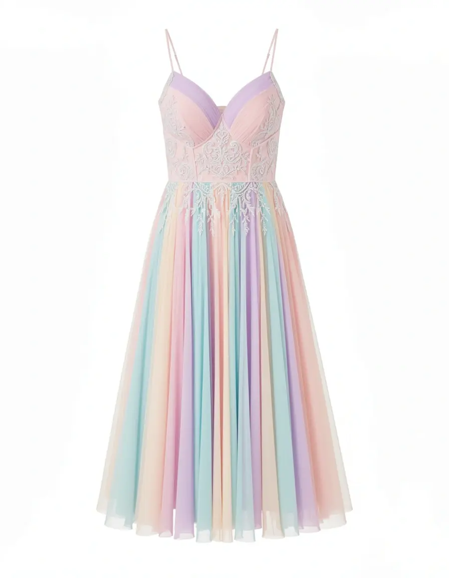 Vestido Boda Midi pastel vista frontal