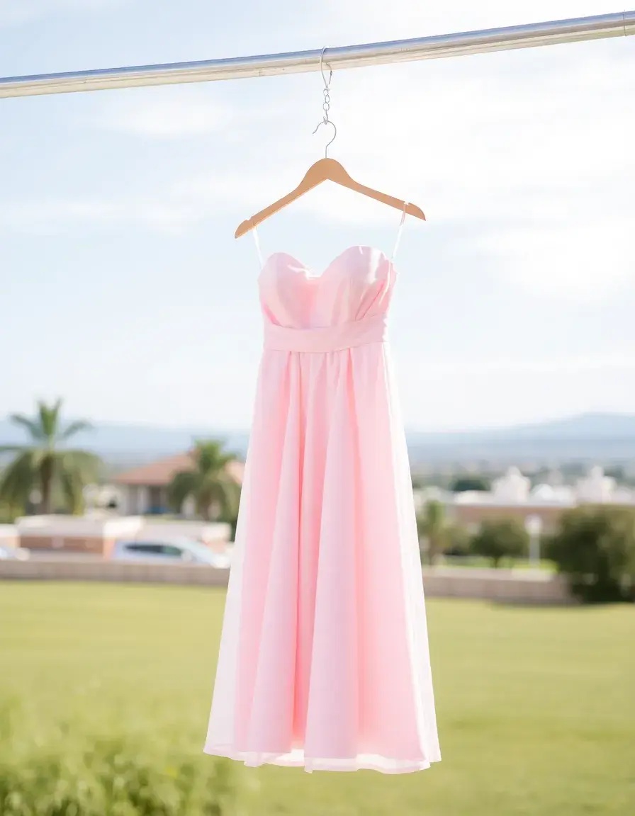 Vestido rosa palabra de honor para graduación